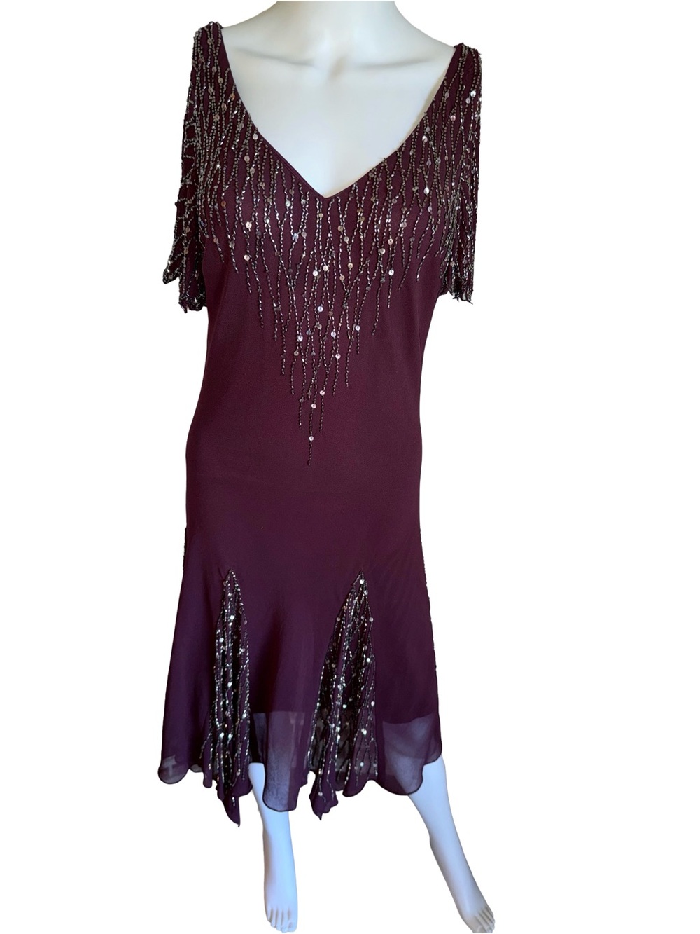 J Kara Purple Beaded Chiffon Dress - Picture 4 of 4